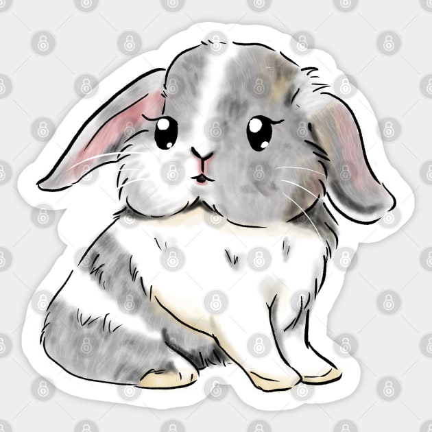 Grey and White Rabbit _ Bunniesmee Sticker by GambarGrace